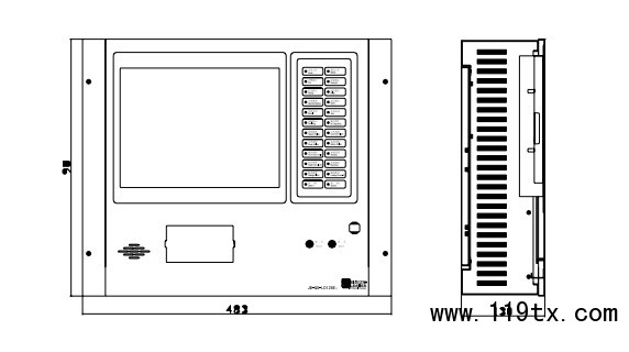 JB-QG-LD128EⅡ火灾报警控制器外形尺寸图